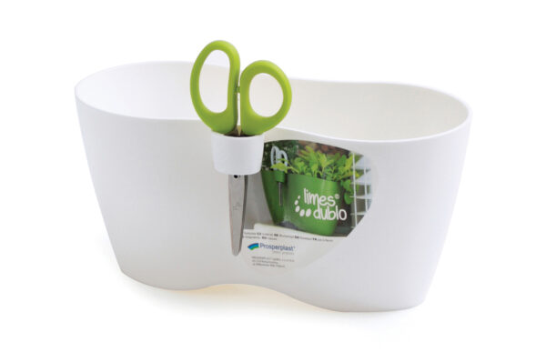 double herb planter with scissors white